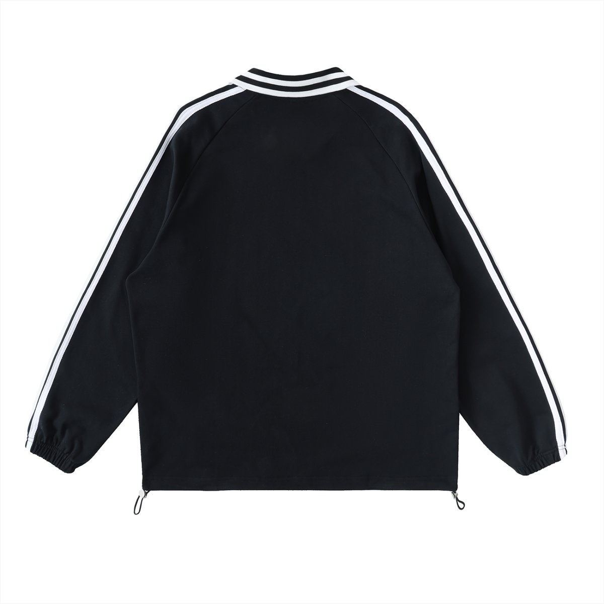 Rifted Contrast Striped Lapel Collar Sweatshirt