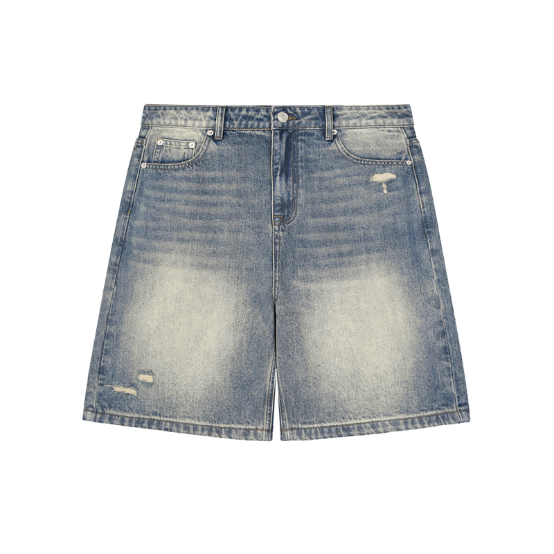 Rifted Faded Distressed Baggy Denim Shorts