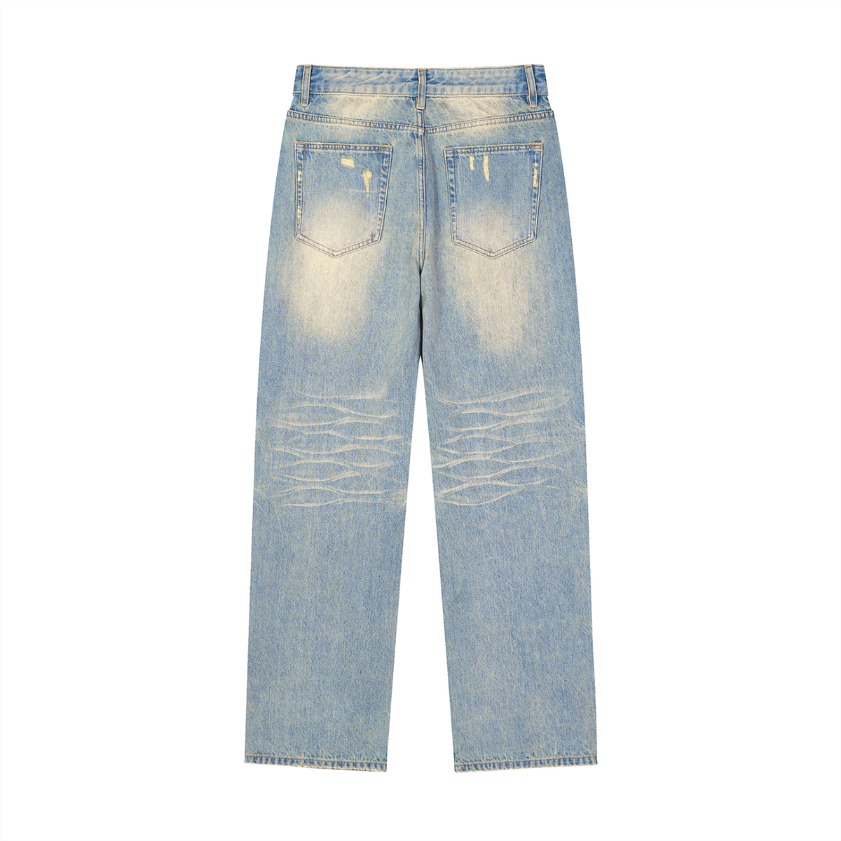 Rifted Sun Fade Raw Hem Denim Jeans