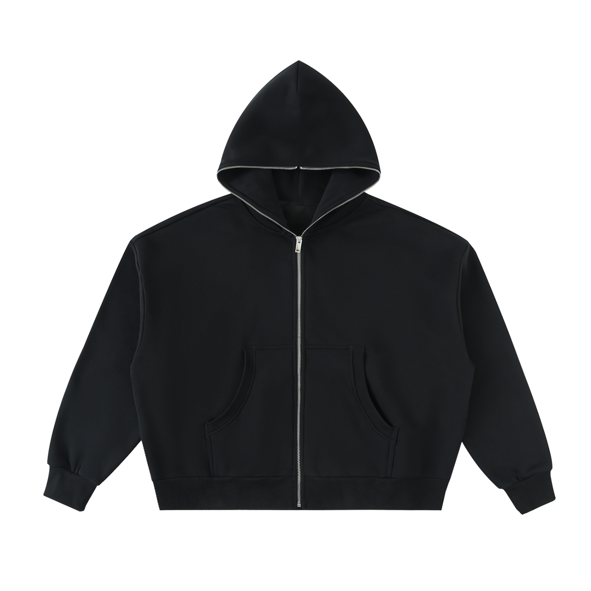 Rifted Fleeced Full-Zip Boxy Hoodie
