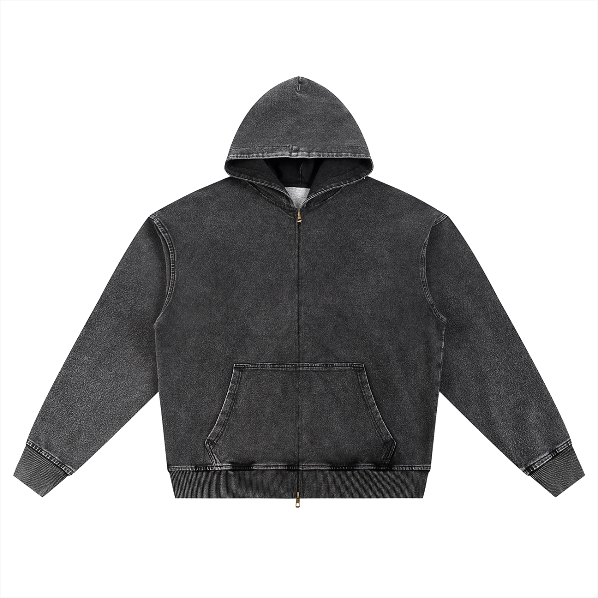 Rifted Snow Wash Oversized Zip-Up Hoodie