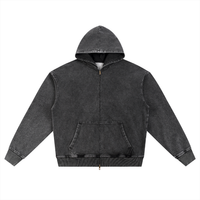 Rifted Snow Wash Oversized Zip-Up Hoodie