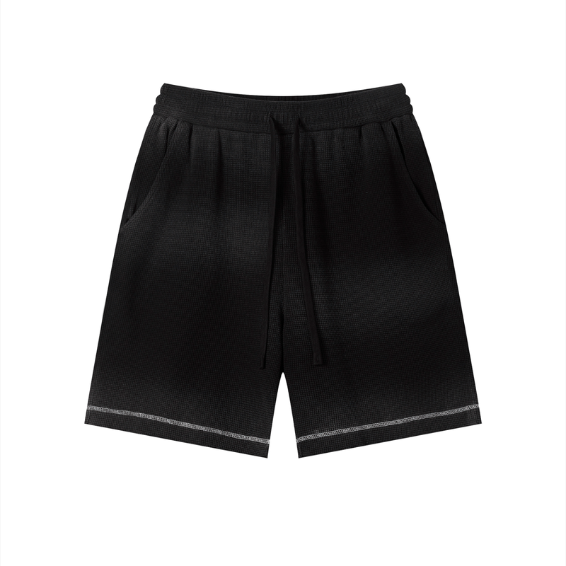 Rifted Unisex Sunfade Waffle Raw Hem Shorts