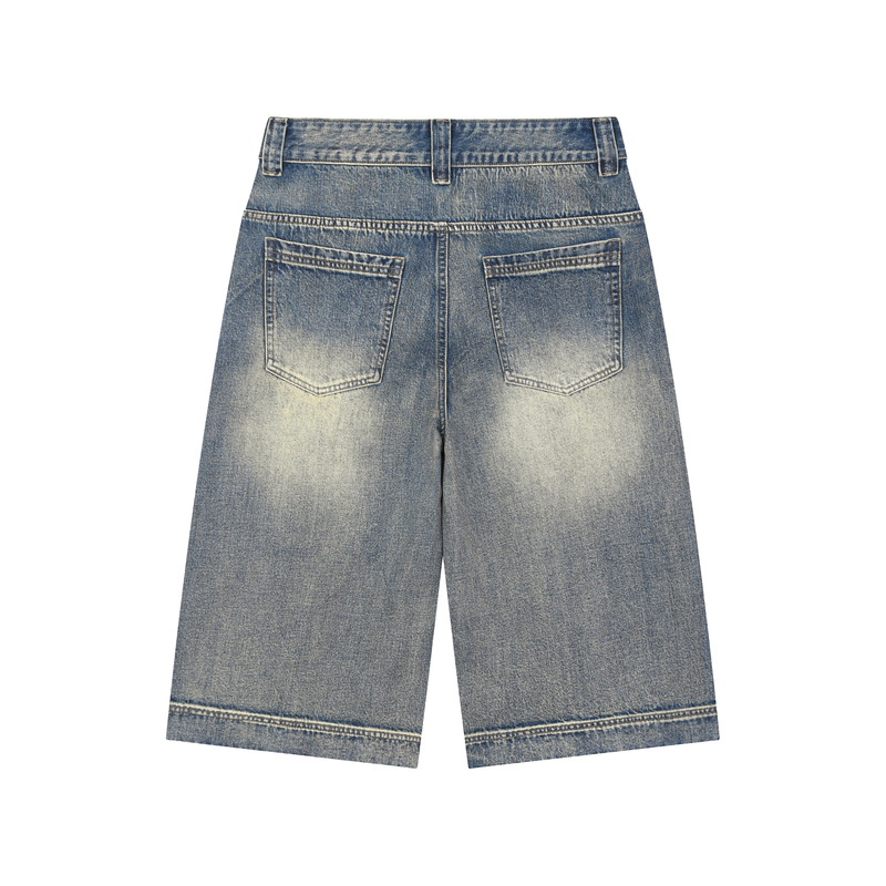 Rifted Vintage Wash Baggy Denim Shorts