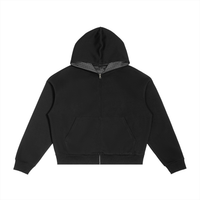 Rifted Contrast Plaid Boxy Zip Hoodie