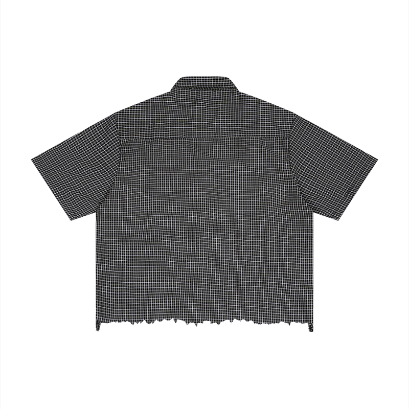 Rifted Unisex Distressed Plaid Boxy Shirt