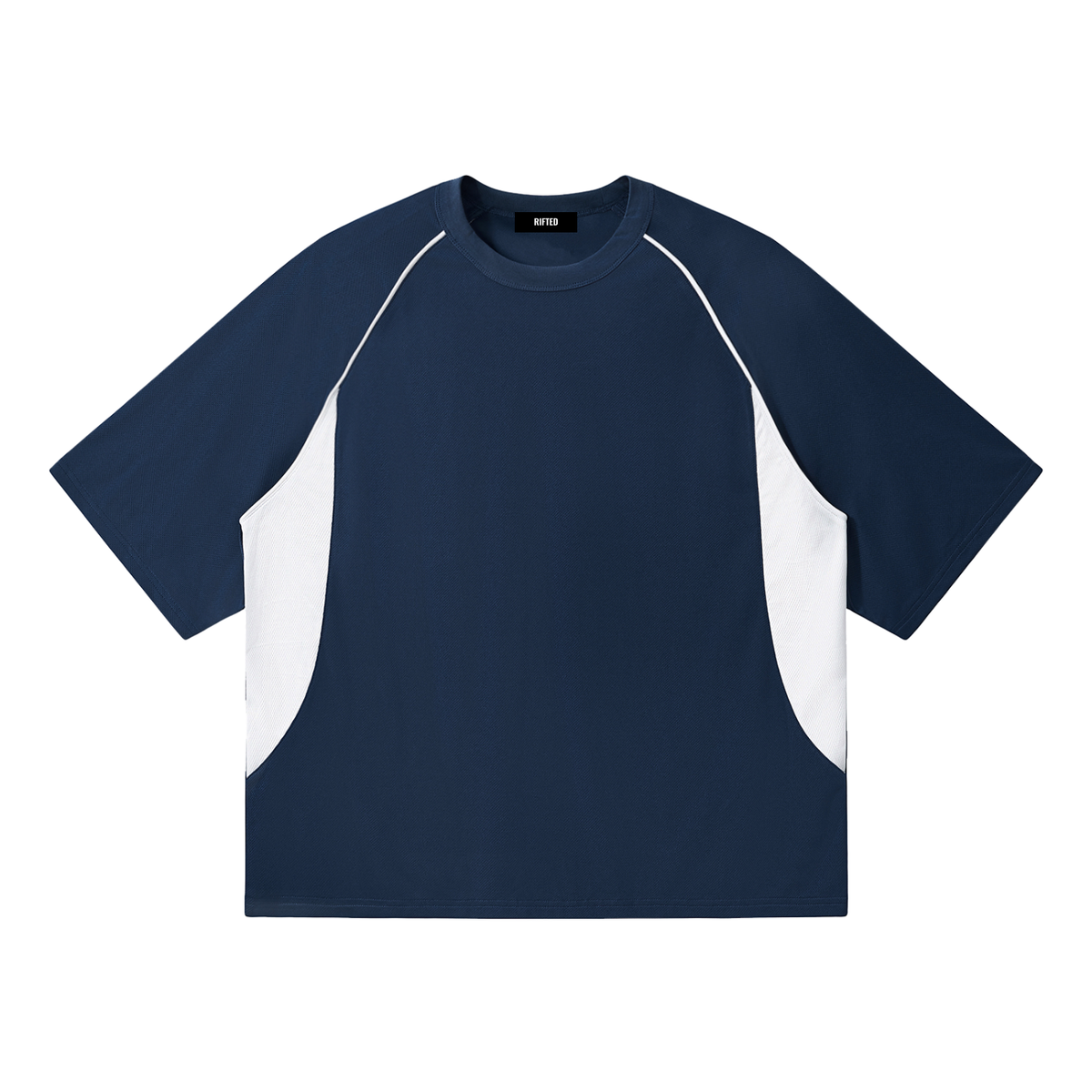 Rifted Contrast Piping Panel Raglan T-Shirt