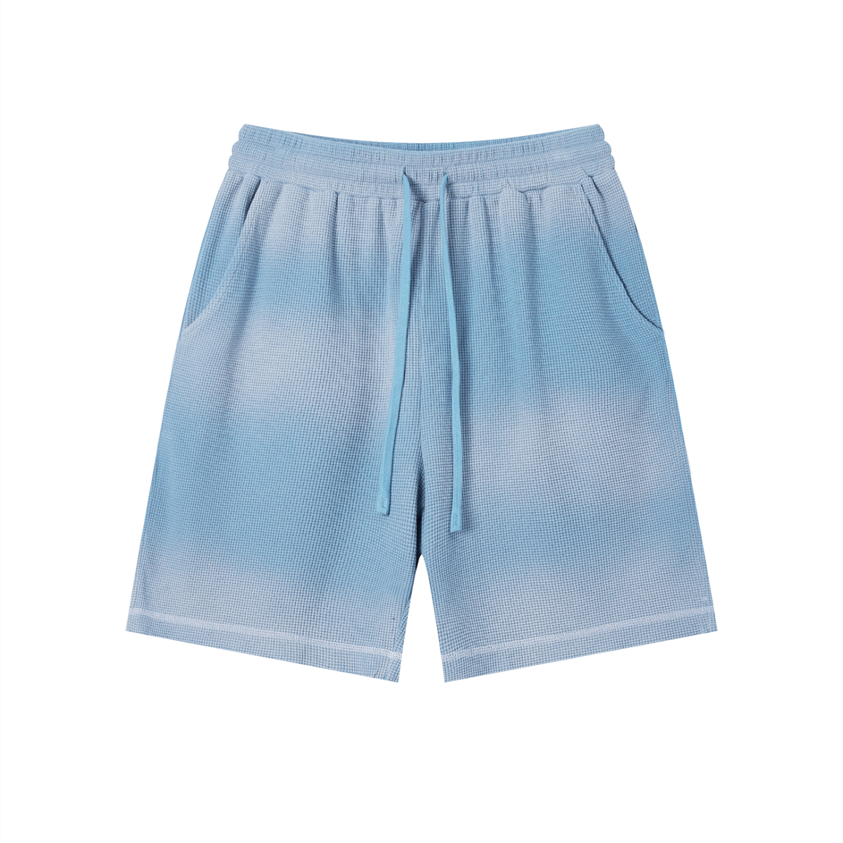 Rifted Unisex Sunfade Waffle Raw Hem Shorts