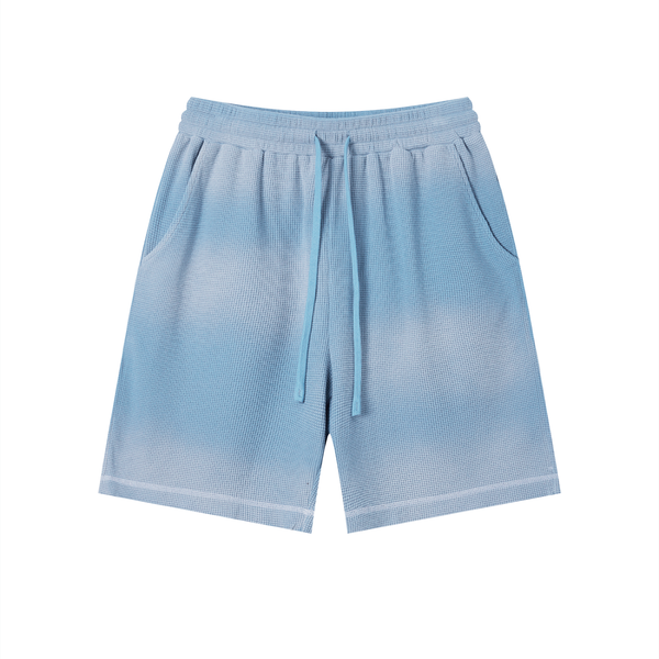 Rifted Unisex Sunfade Waffle Raw Hem Shorts