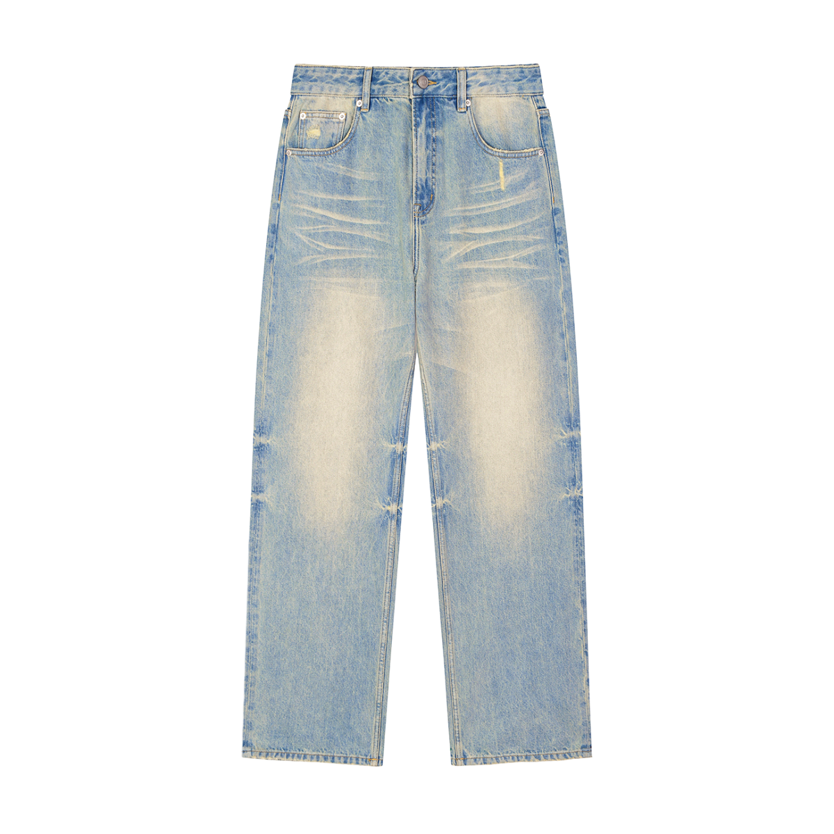 Rifted Sun Fade Raw Hem Denim Jeans