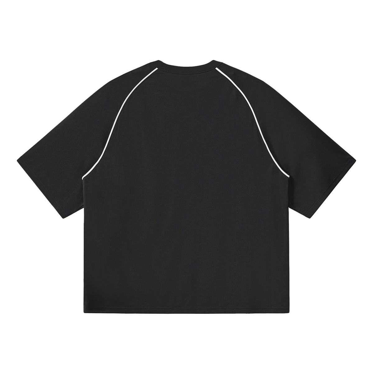 Rifted Contrast Piping Panel Raglan T-Shirt