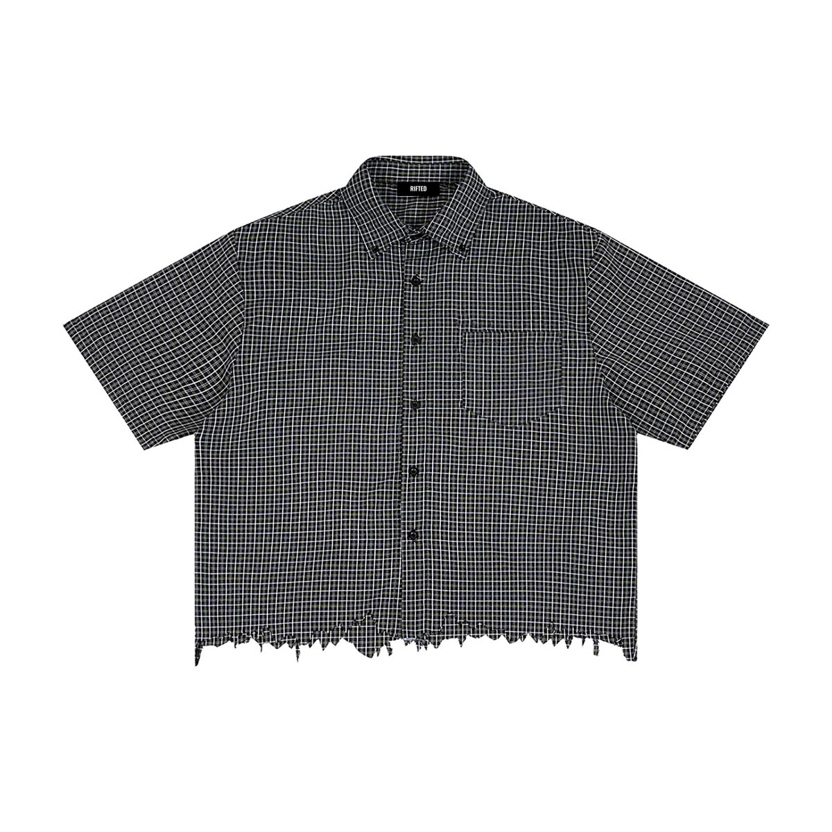 Rifted Unisex Distressed Plaid Boxy Shirt