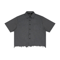 Rifted Unisex Distressed Plaid Boxy Shirt