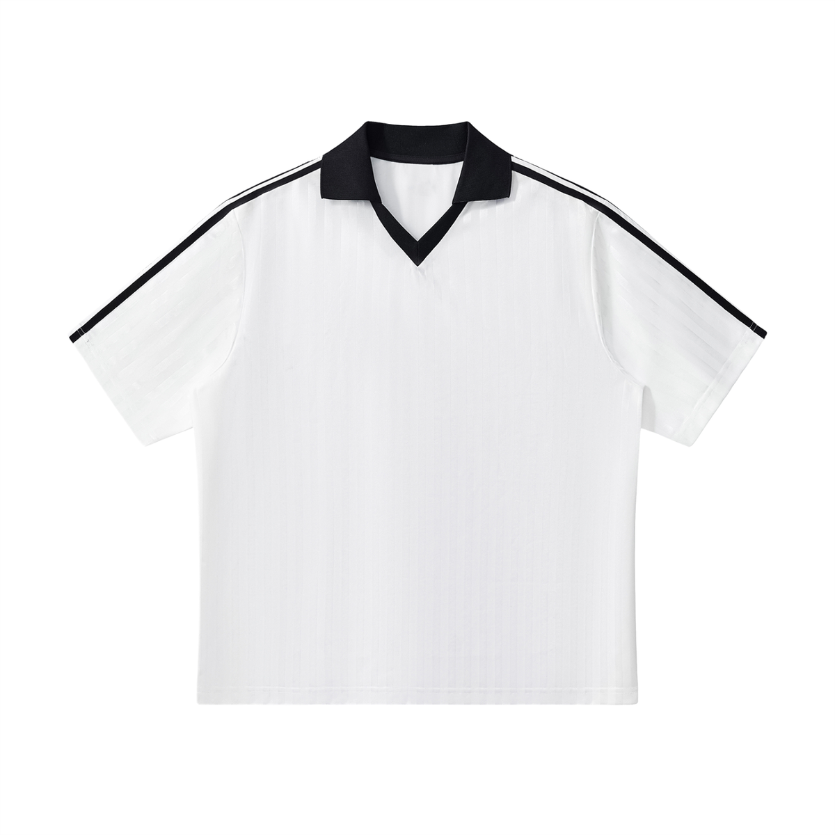 Rifted Contrast Collar Striped Soccer Jersey T-Shirt