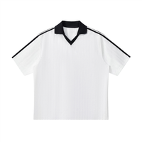 Rifted Contrast Collar Striped Soccer Jersey T-Shirt