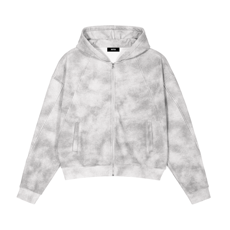Rifted Dirty Washed Zip-Up Fleece Hoodie