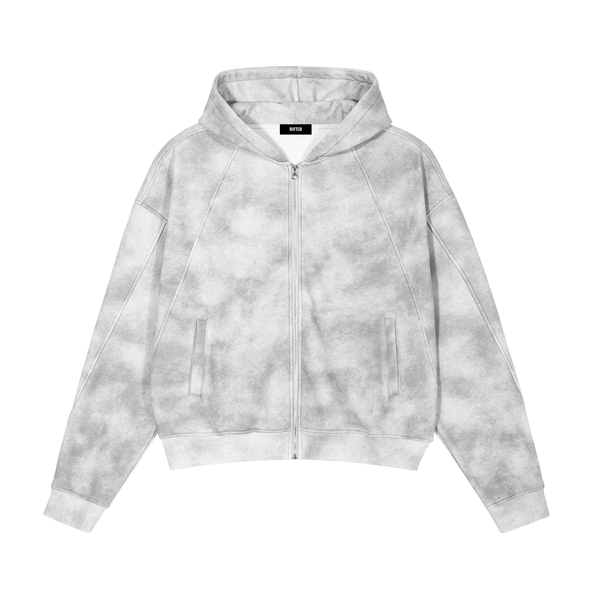 Rifted Dirty Washed Zip-Up Fleece Hoodie