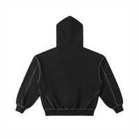 Rifted Contrast-Stitched Boxy Fleece Zip Hoodie