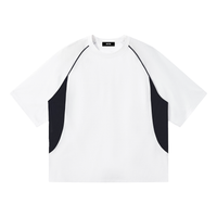 Rifted Contrast Piping Panel Raglan T-Shirt