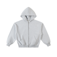 Rifted Contrast-Stitched Boxy Fleece Zip Hoodie