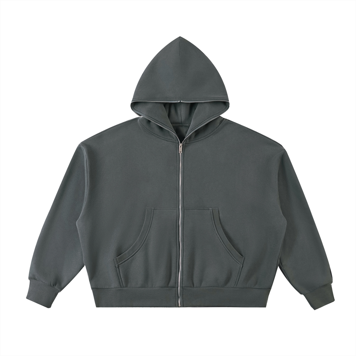 Rifted Fleeced Full-Zip Boxy Hoodie