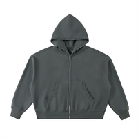 Rifted Fleeced Full-Zip Boxy Hoodie