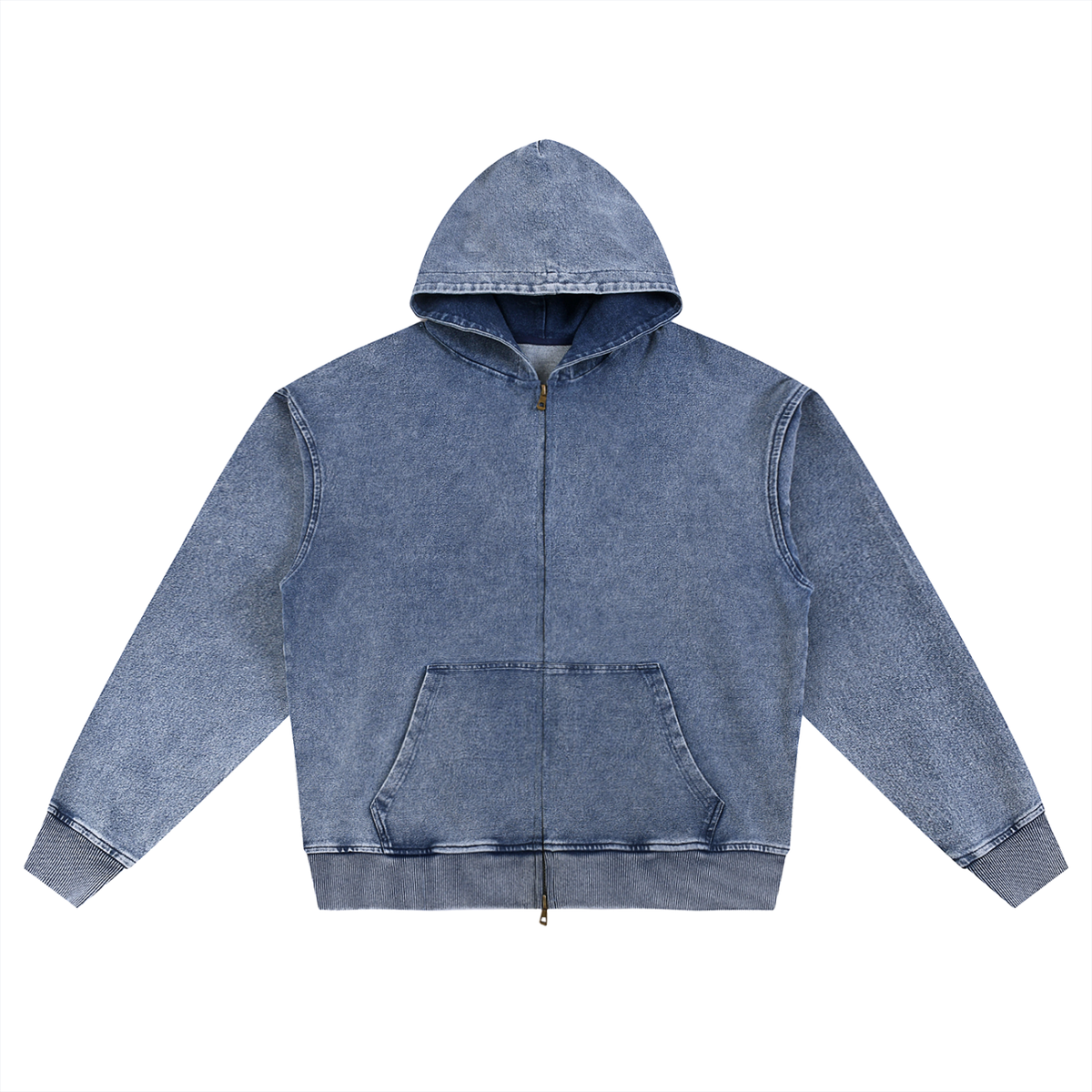 Rifted Snow Wash Oversized Zip-Up Hoodie