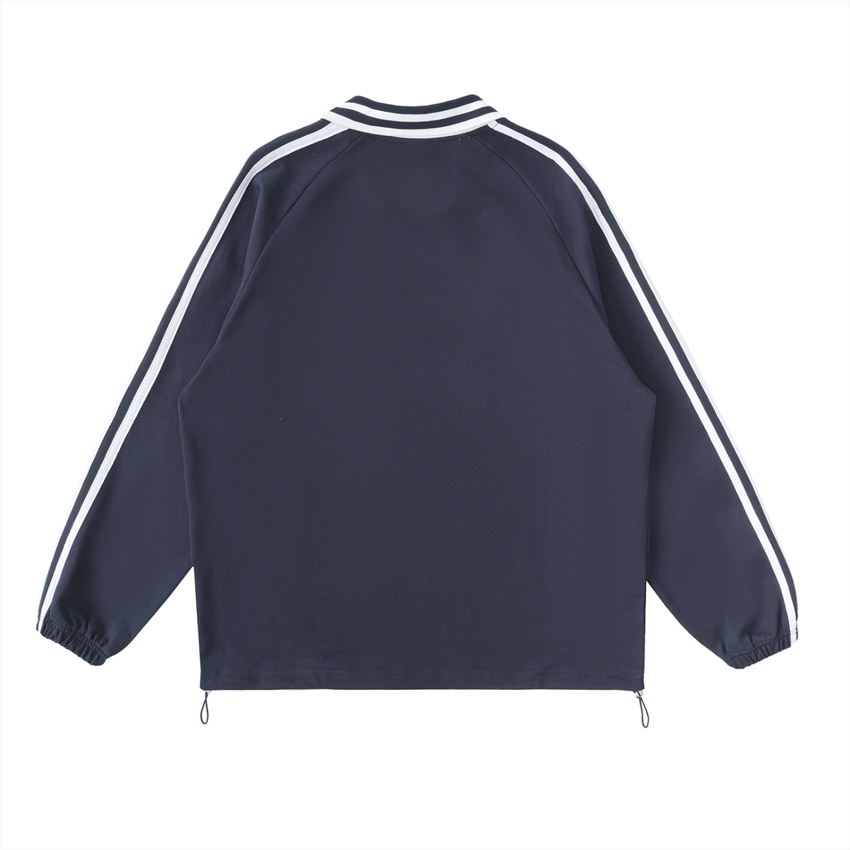 Rifted Contrast Striped Lapel Collar Sweatshirt