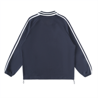 Rifted Contrast Striped Lapel Collar Sweatshirt