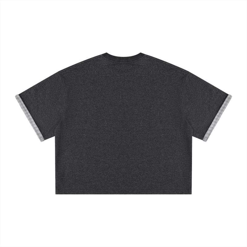 Rifted Unisex Boxy Plaid-Lined Double-Face T-Shirt