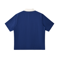 Rifted Contrast Collar Striped Soccer Jersey T-Shirt