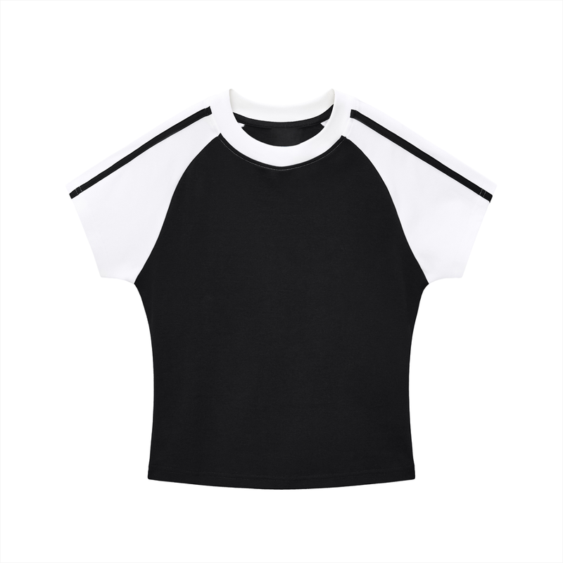 Rifted Women’s Contrast Stripes Bodycon Raglan  Sleeve T-Shirt