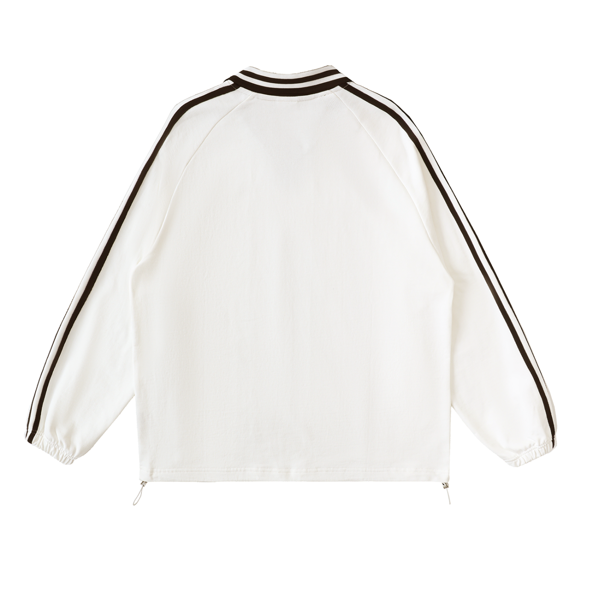 Rifted Contrast Striped Lapel Collar Sweatshirt