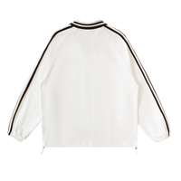 Rifted Contrast Striped Lapel Collar Sweatshirt
