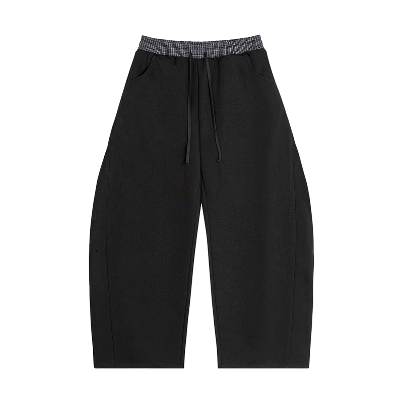 Rifted Plaid Waistband Barrel Sweatpants