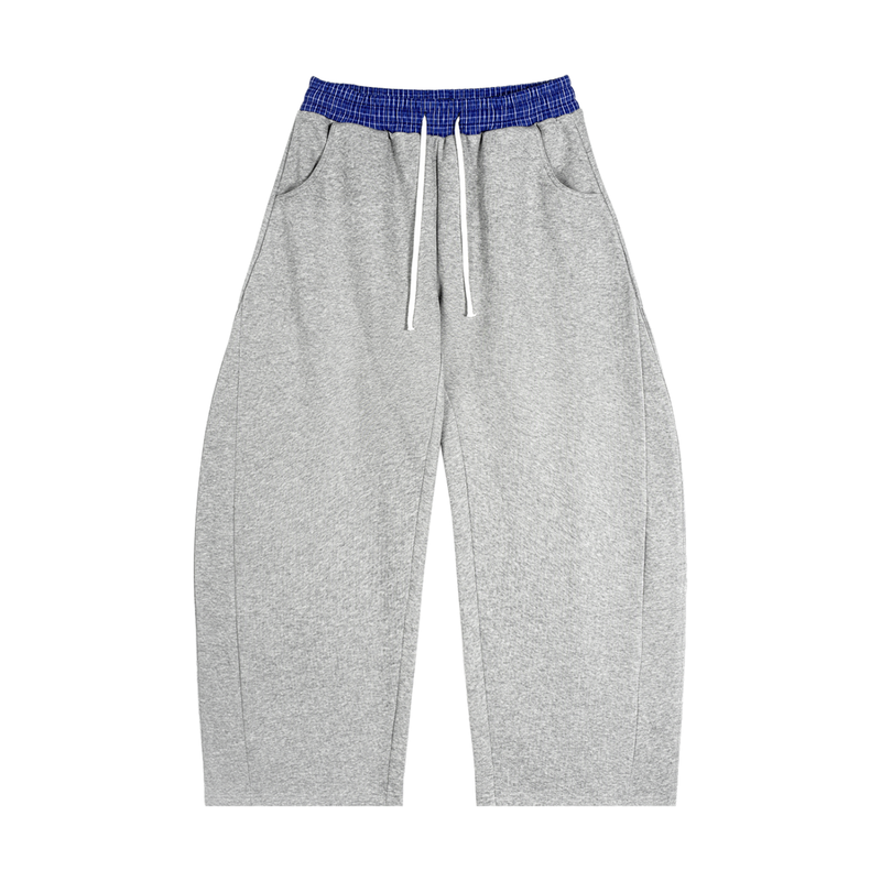 Rifted Plaid Waistband Barrel Sweatpants