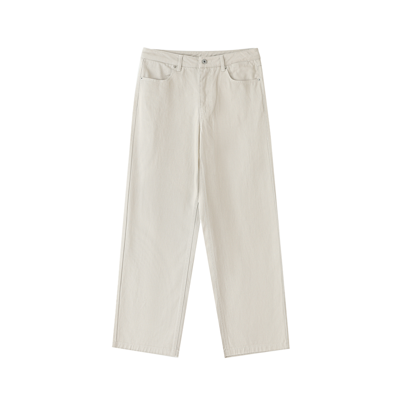 Rifted Heavyweight Cotton Straight-Leg Pants