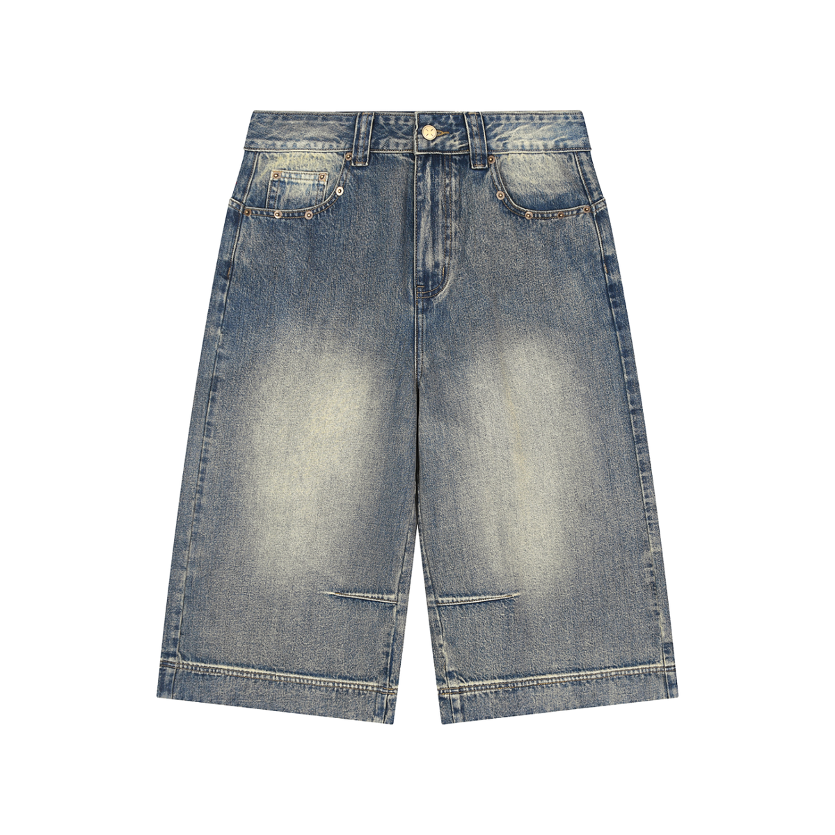 Rifted Vintage Wash Baggy Denim Shorts