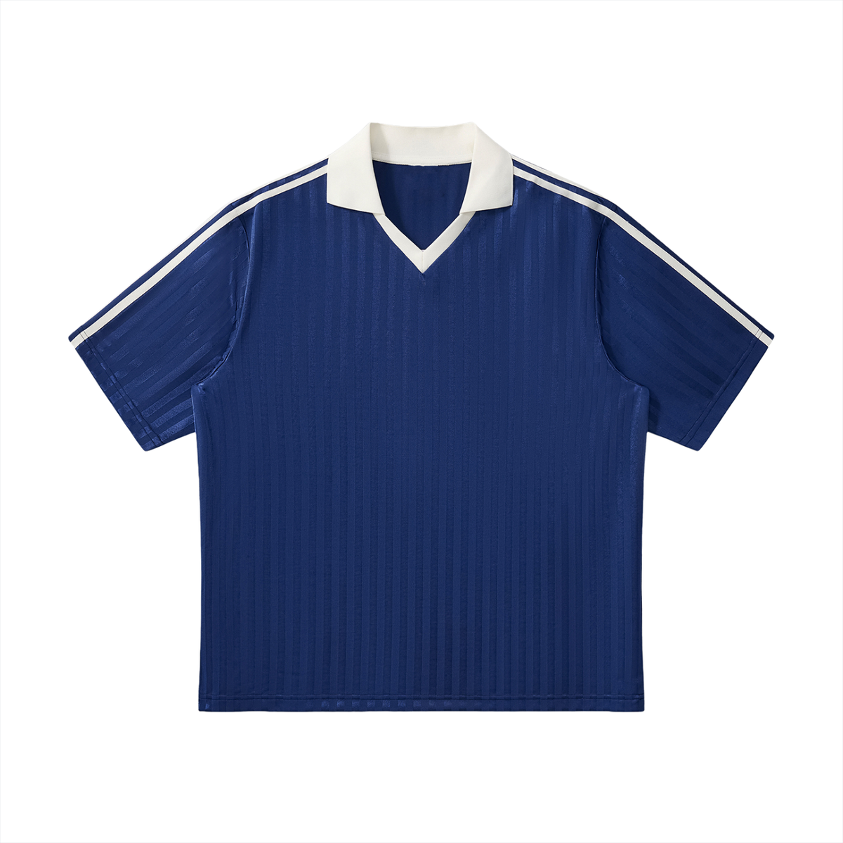 Rifted Contrast Collar Striped Soccer Jersey T-Shirt