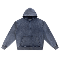 Rifted Snow Wash Oversized Zip-Up Hoodie