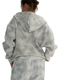 Rifted Dirty Washed Zip-Up Fleece Hoodie