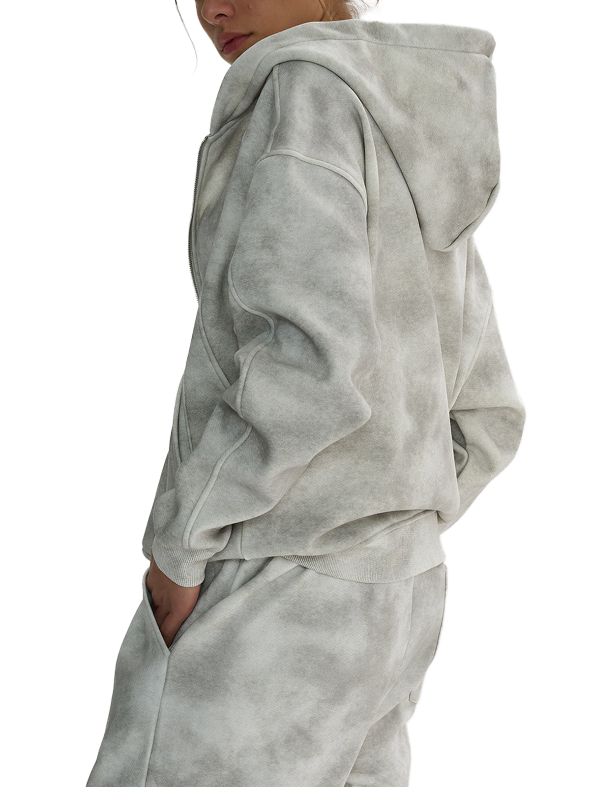 Rifted Dirty Washed Zip-Up Fleece Hoodie
