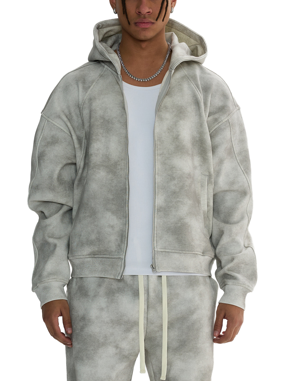 Rifted Dirty Washed Zip-Up Fleece Hoodie