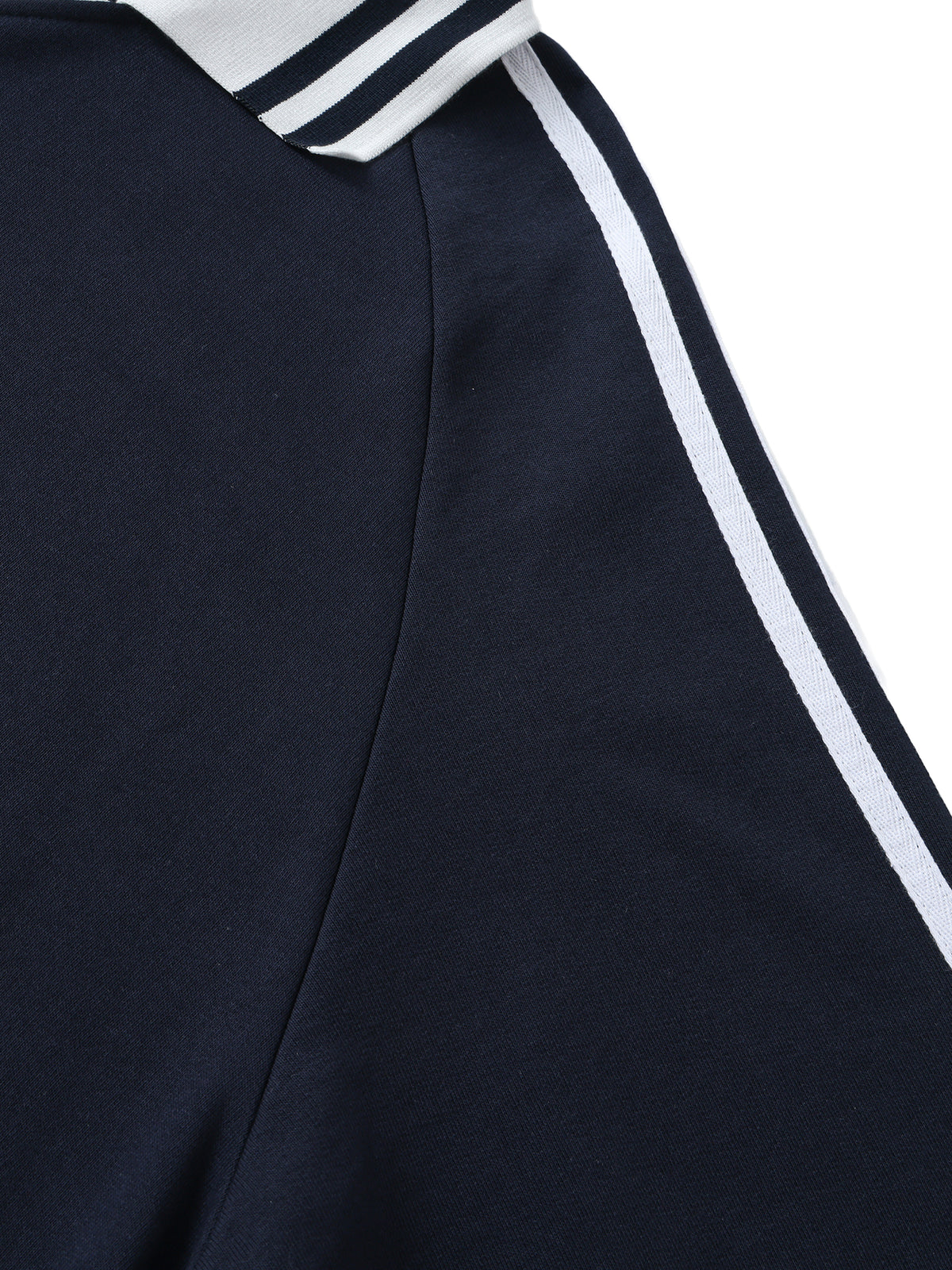 Rifted Contrast Striped Lapel Collar Sweatshirt