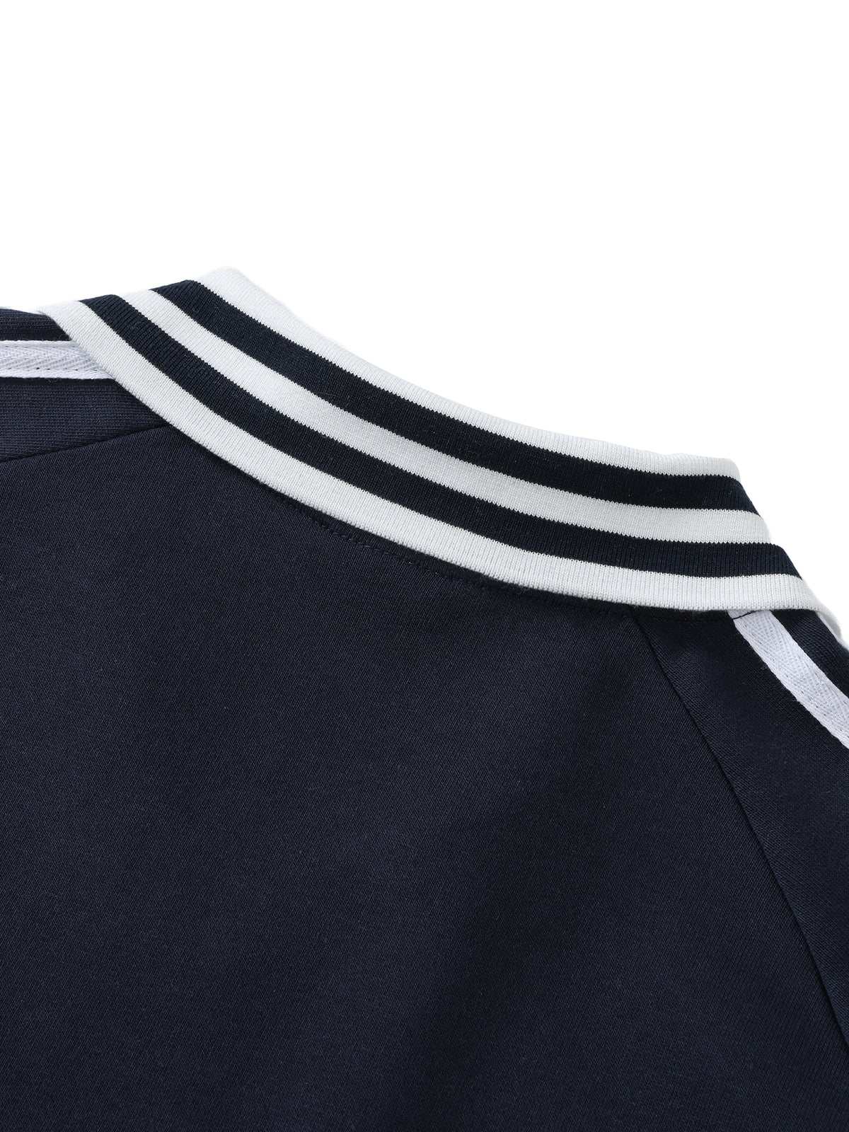 Rifted Contrast Striped Lapel Collar Sweatshirt