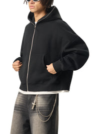 Rifted Fleeced Full-Zip Boxy Hoodie