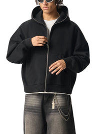 Rifted Fleeced Full-Zip Boxy Hoodie