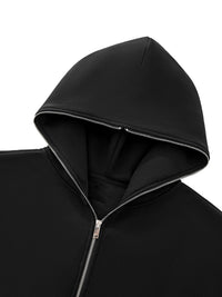 Rifted Fleeced Full-Zip Boxy Hoodie