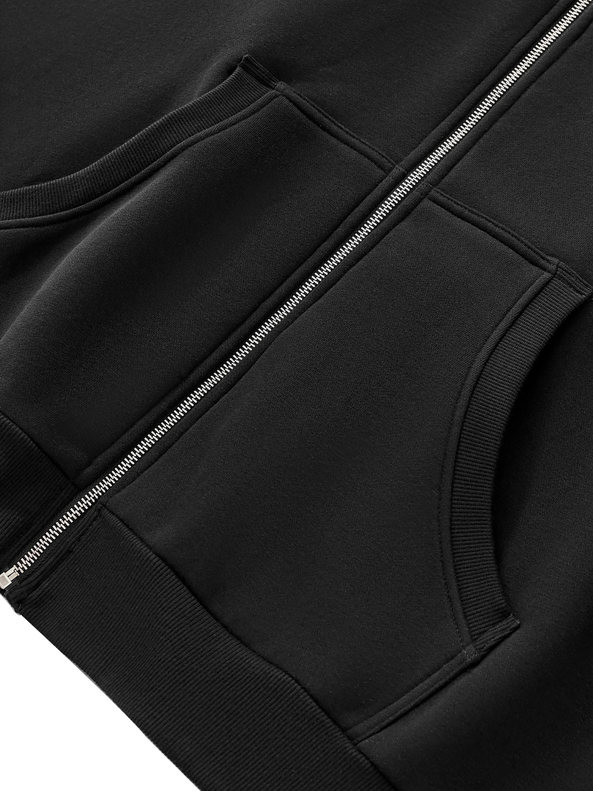 Rifted Fleeced Full-Zip Boxy Hoodie
