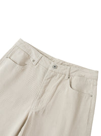 Rifted Heavyweight Cotton Straight-Leg Pants